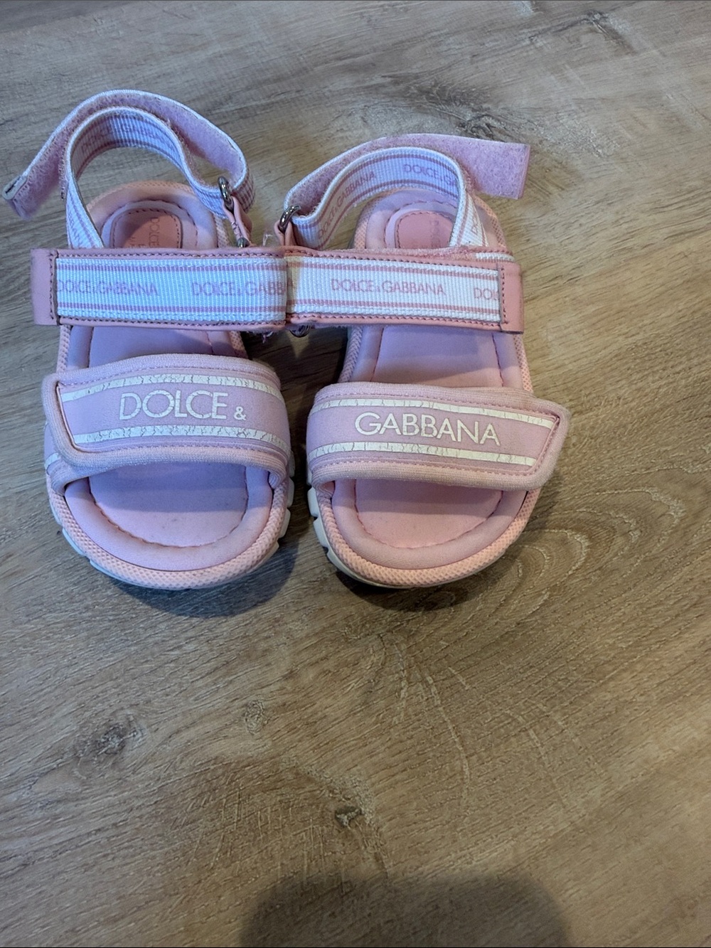Dolce & Gabbana Pink Logo Velcro Kids Sandals